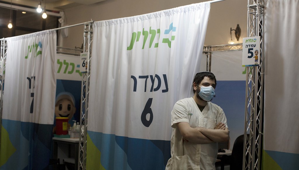 A coronavirus vaccine booster clinic in Jerusalem. Israel is pressing ahead with its aggressive campaign of offering boosters to almost anyone over 12. (AP Photo/Maya Alleruzzo)