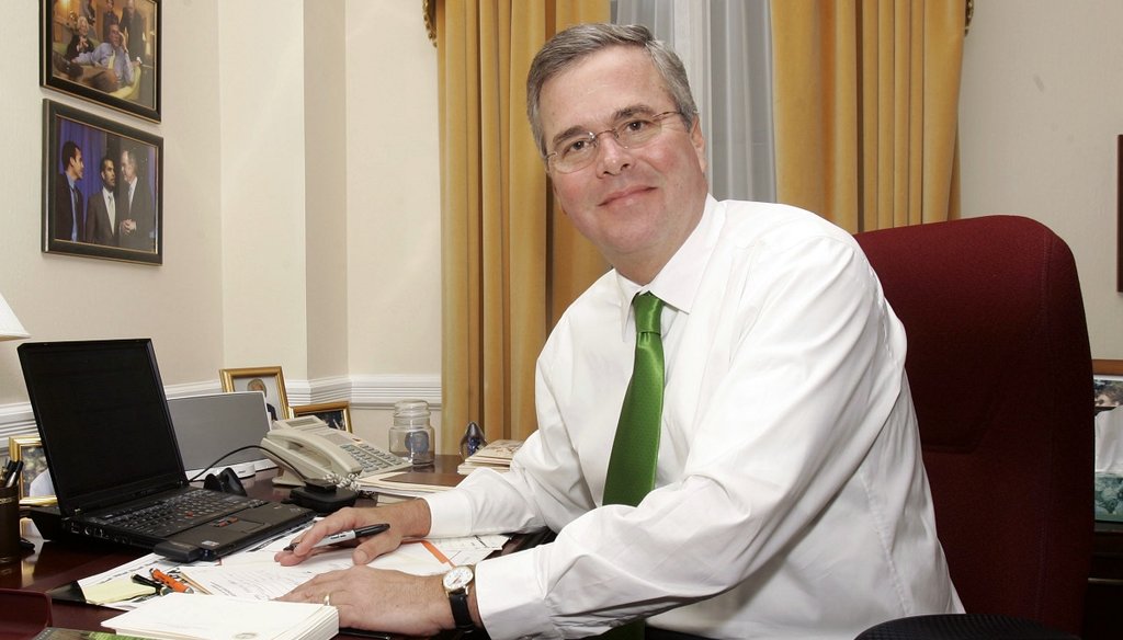 Then-Gov. Jeb Bush is shown in his office at the Capitol, Thursday, Oct. 25, 2006, in Tallahassee, Fla. (AP photo)