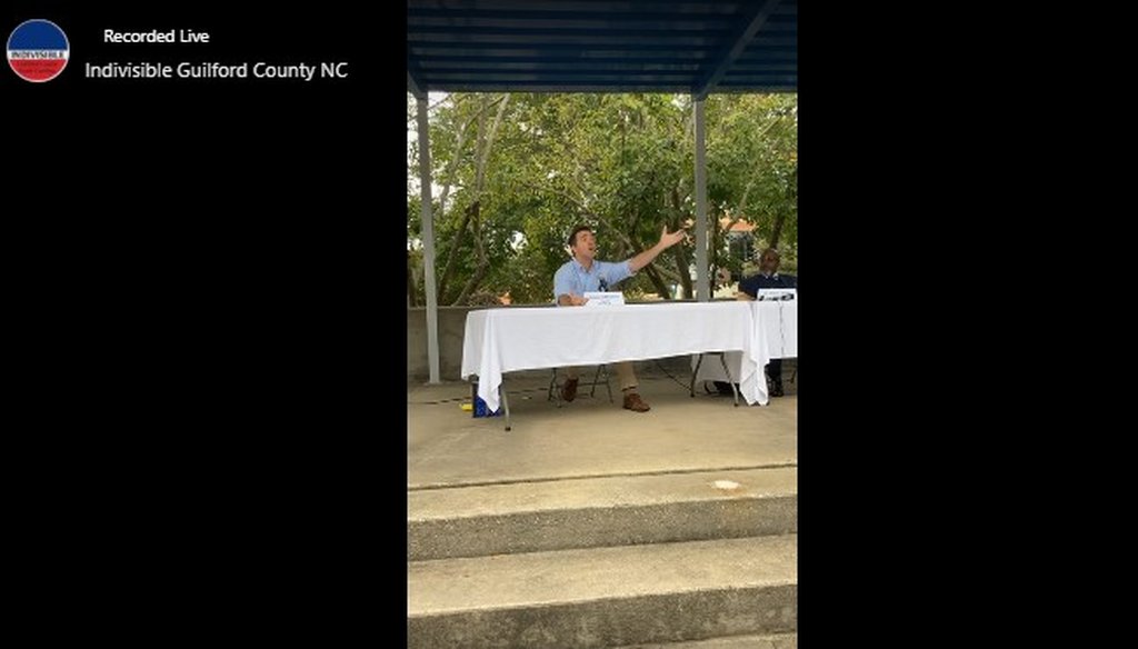 NC State Sen. Jeff Jackson speaks during an Indivisible NC forum in Greensboro on Oct. 11, 2021. (Screenshot from Facebook)