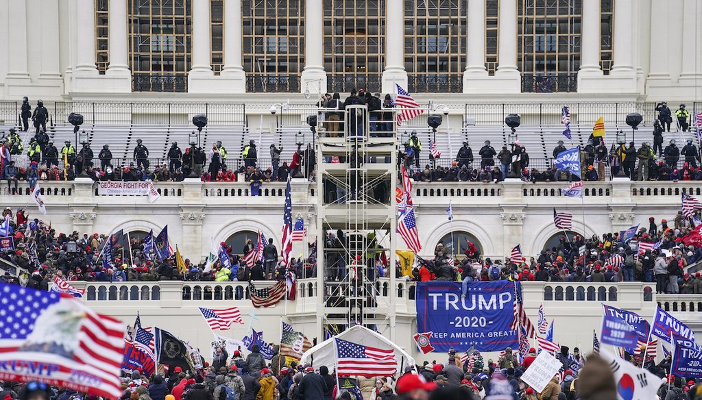 Rioters loyal to President Donald Trump rally at the U.S. Capitol in Washington on Jan. 6, 2021. (AP)