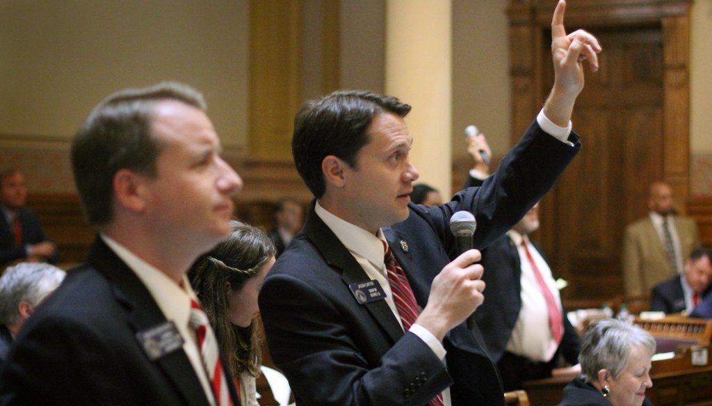 State Sen. Jason Carter makes a comment in the 2012-2013 Legislative session in Atlanta. JASON GETZ PHOTOS/ AJC