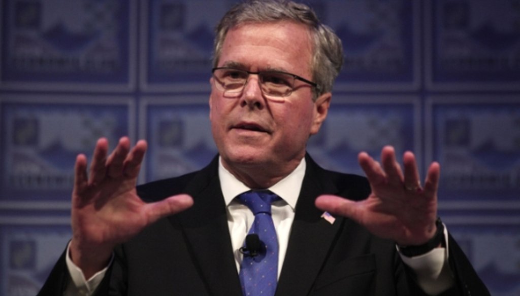 Former Florida Gov. Jeb Bush criticized perceived failures in the economy and jobs in a speech in Detroit on Feb. 4, 2015.