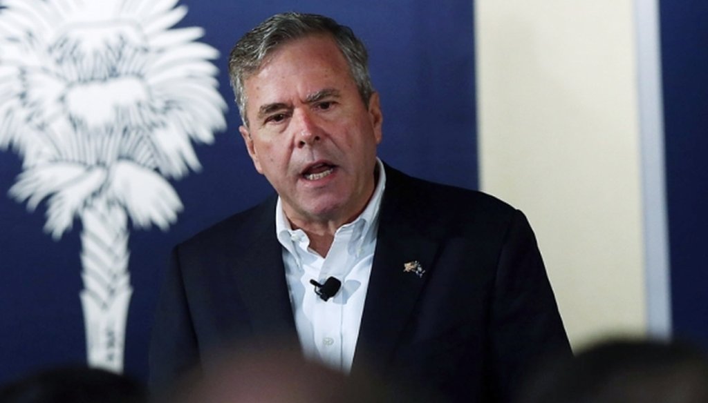 Republican presidential candidate Jeb Bush speaks to an audience Feb. 17, 2016, in Beaufort, S.C. (Spencer Platt/Getty Images) 