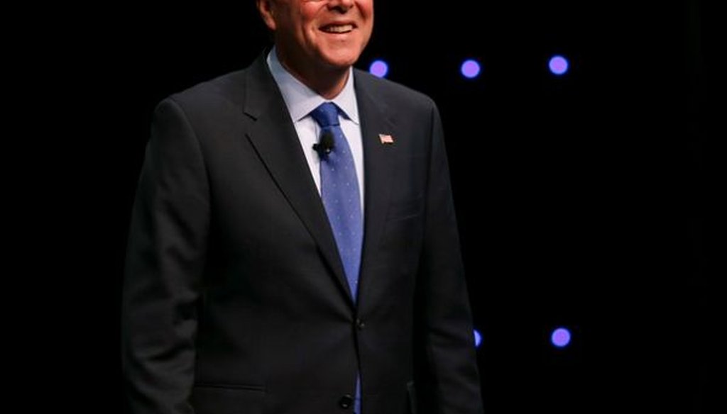 Former Florida Gov. Jeb Bush delivers a speech in Columbus, Ohio, during the annual meeting of the Ohio Chamber of Commerce on April 14, 2015.