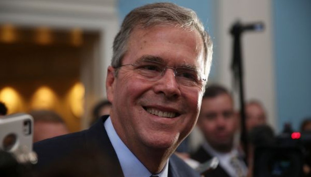 Former Florida Gov. Jeb Bush speaks to the media after addressing current Florida Gov. Rick Scott's Economic Growth Summit on June 2, 2015, in Orlando.