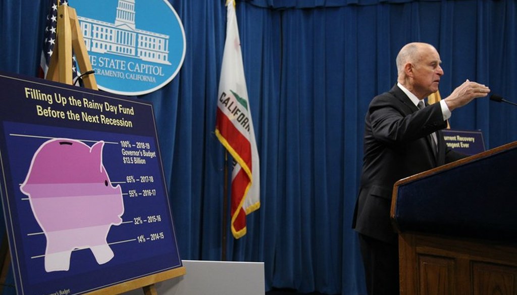 California Gov. Jerry Brown presents his final California budget Jan. 10, 2018. Andrew Nixon / Capital Public Radio