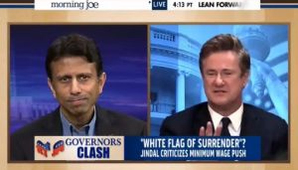 Louisiana Gov. Bobby Jindal touted his state's economic growth on MSNBC's "Morning Joe." Were his facts right?