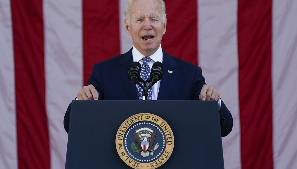 President Joe Biden speaks during an event to commemorate Veterans Day at Arlington National Cemetery on Nov. 11, 2021. (AP)
