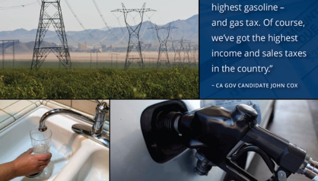 Politicians often claim California has some of the 'highest-in-the-nation' costs. There's some truth to these statements, but others, including some by candidate for governor John Cox, exaggerate the Golden State's expenses. 