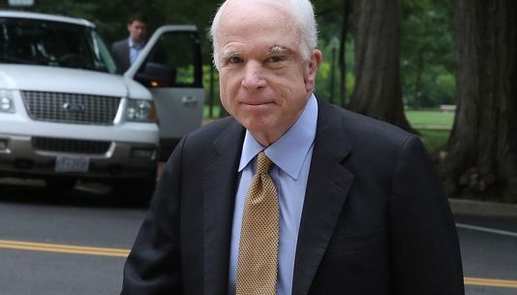 McCain arrived for work on Capitol Hill hours after casting a decisive Obamacare vote. (Mark Wilson/Getty Images)