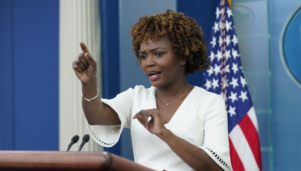 White House Press Secretary Karine Jean-Pierre calls on a reporter during a daily White House briefing on June 6, 2022. (AP)