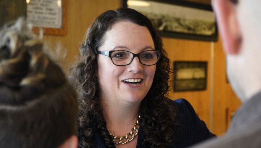 Democrat Kara Eastman is running in Nebraska’s 2nd Congressional District. (AP Photo/Nati Harnik)