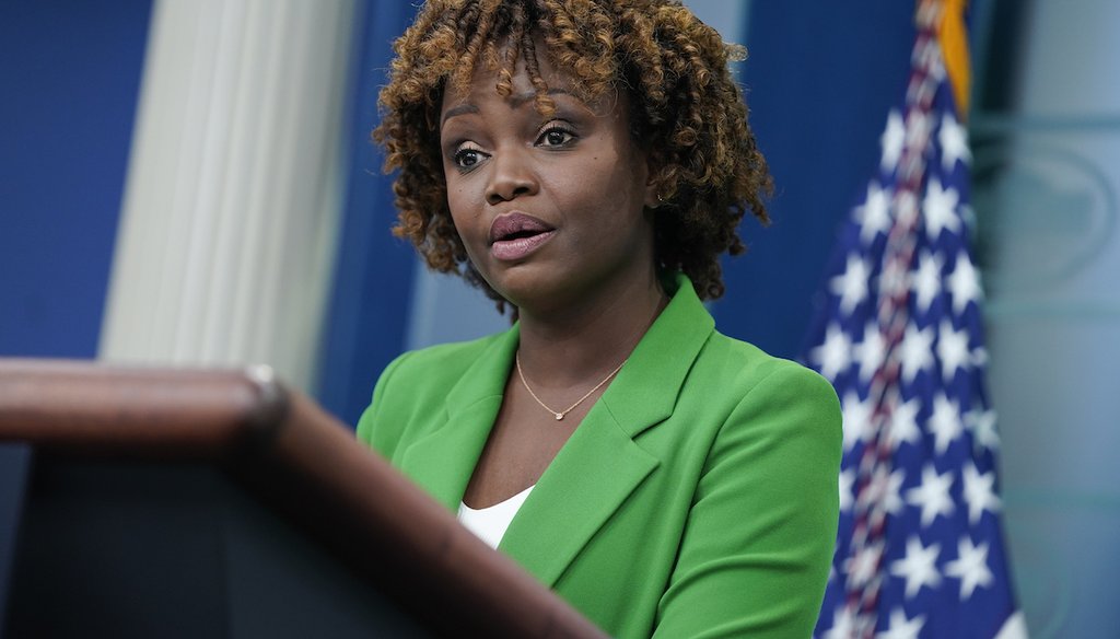 White House press secretary Karine Jean-Pierre speaks during a briefing at the White House, Wednesday, Oct. 19, 2022, in Washington. (AP Photo/Evan Vucci)