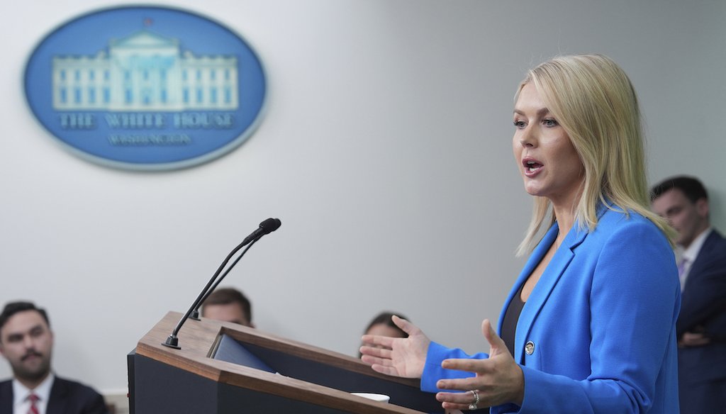White House press secretary Karoline Leavitt speaks during a briefing at the White House, Wednesday, June 11, 2025, in Washington. (AP)