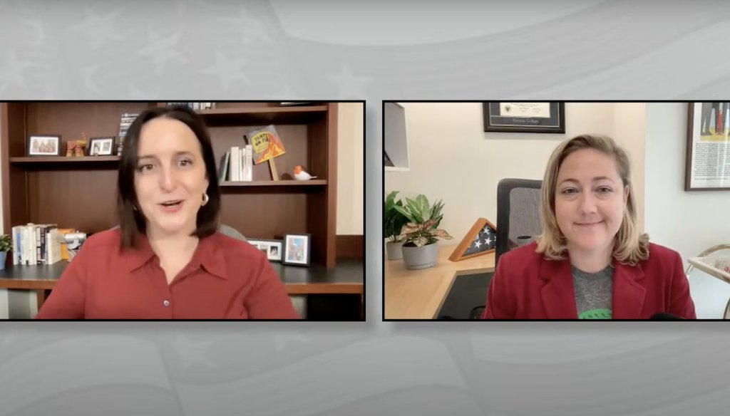 PolitiFact Editor-in-Chief Katie Sanders speaks to Sarah Longwell, Republican political strategist and publisher of The Bulwark, about voters' top issues ahead of the 2024 election. (Screenshot)