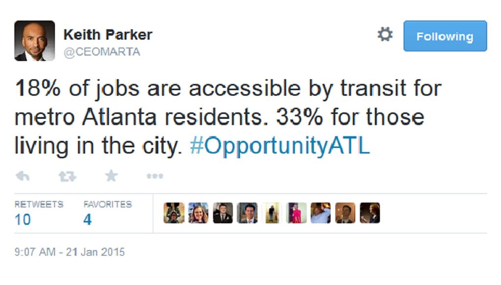 MARTA General Manager Keith Parker was live Tweeting a forum when he posted this statistic