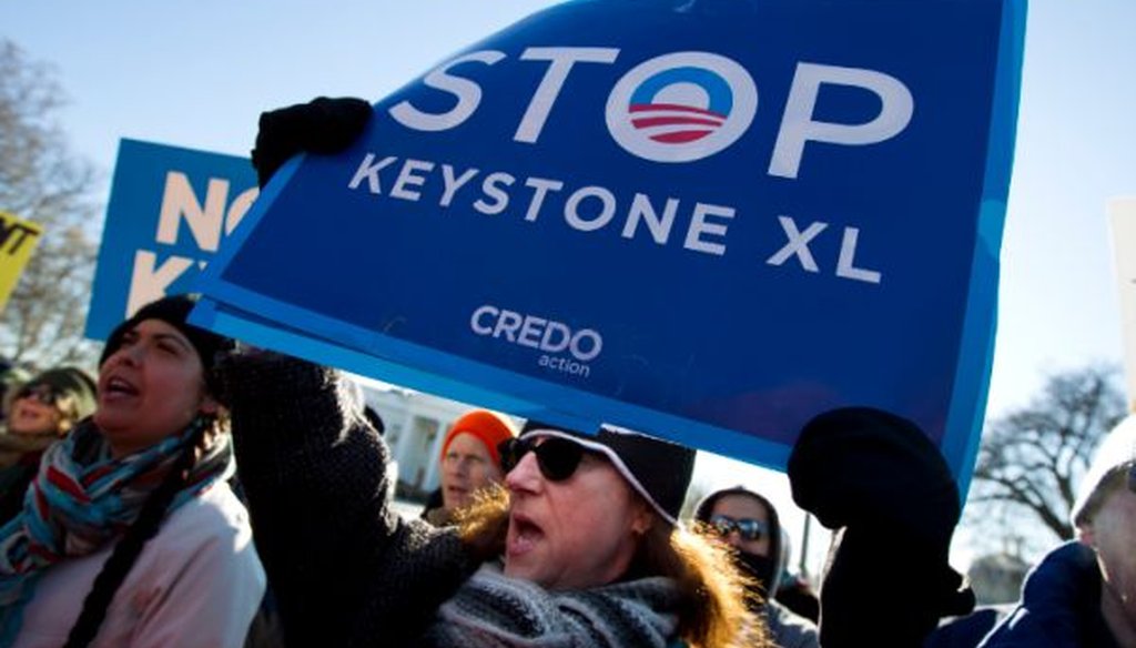 Sen. Joni Ernst, R-Iowa, said anti-Keystone XL pipeline protesters like these are in the minority. She's basically right.