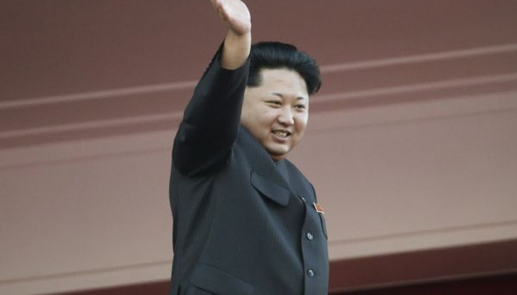 North Korean leader Kim Jong-un waves at a parade in Pyongyang, North Korea, on Oct. 10, 2015. (AP/Wong Maye-E)