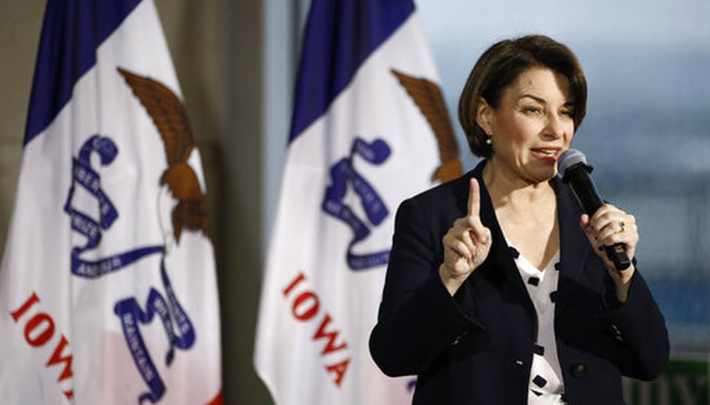 Democratic presidential candidate Sen. Amy Klobuchar speaks at a campaign event in Ottumwa, Iowa. (AP Photo/Patrick Semansky)