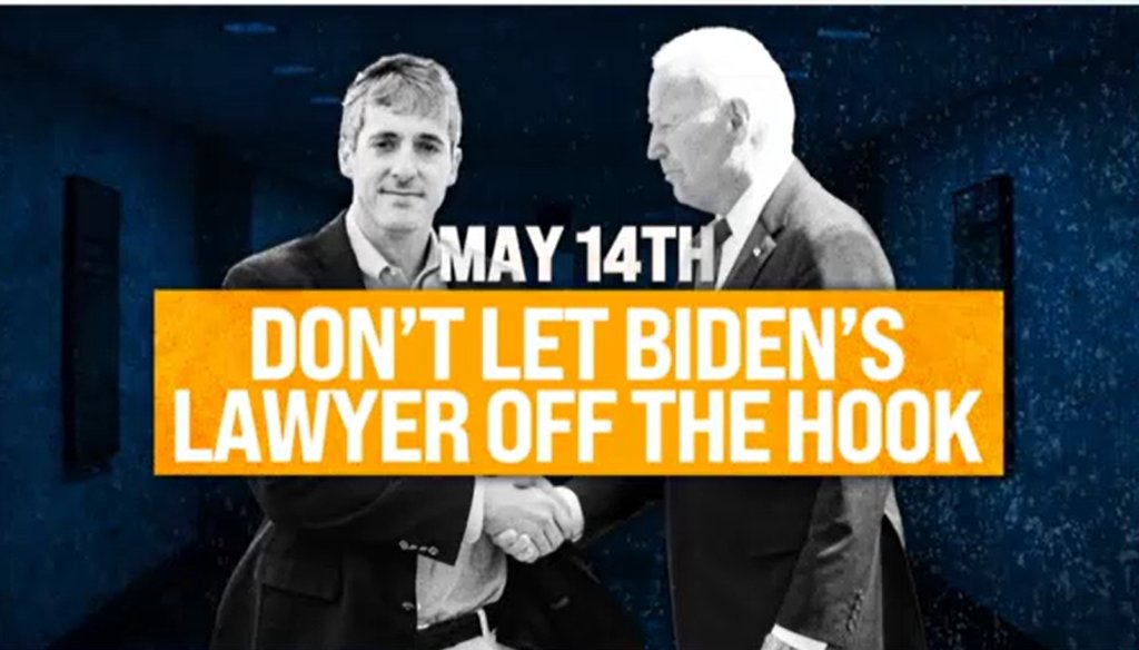 Kelly Daughtry's political advertisement shows Brad Knott shaking hands with Joe Biden, falsely claiming that Knott worked for the Democratic president.