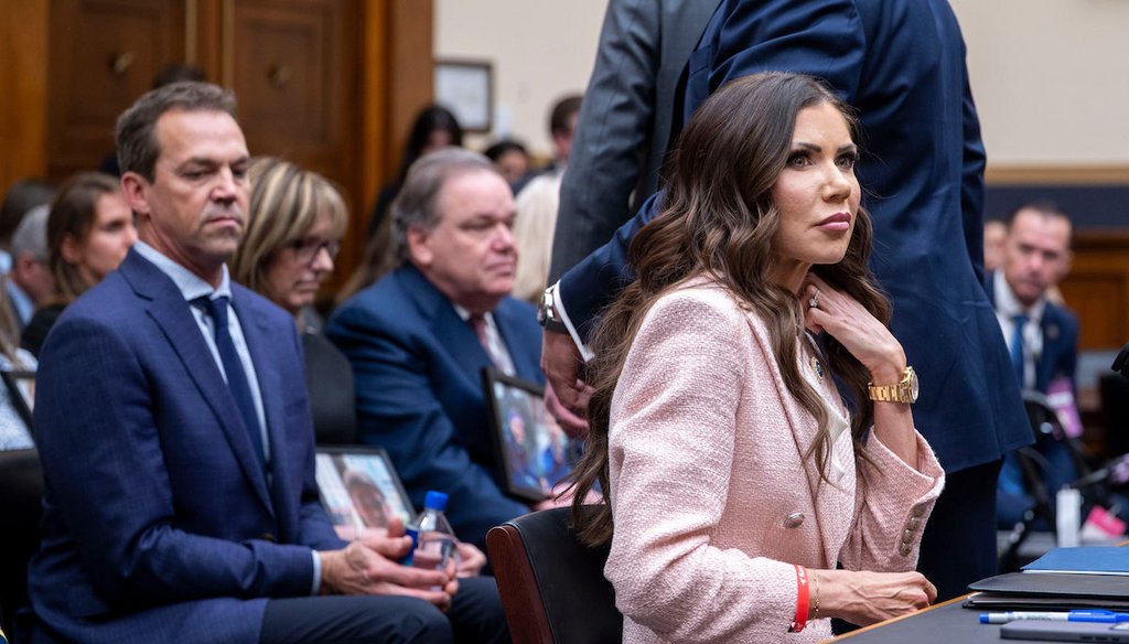 Homeland Security Secretary Kristi Noem readies to testify at the House Committee on the Judiciary oversight hearing of the Department of Homeland Security, March 4, 2026 in Washington. (AP)