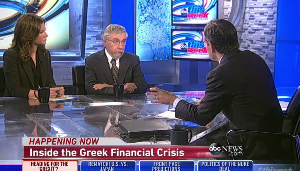 Economist and liberal columnist Paul Krugman assesses the impact of the Greek debt-crisis. (screenshot)