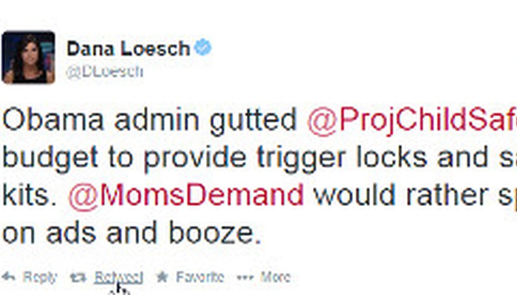 Conservative radio host Dana Loesch sent this tweet to her followers. Project Child Safe is run by the National Shooting Sports Foundation.