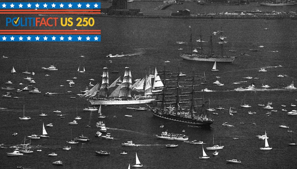 A parade of tall ships leaving Newport, Rhode Island, for New York on July 1, 1976. (AP)