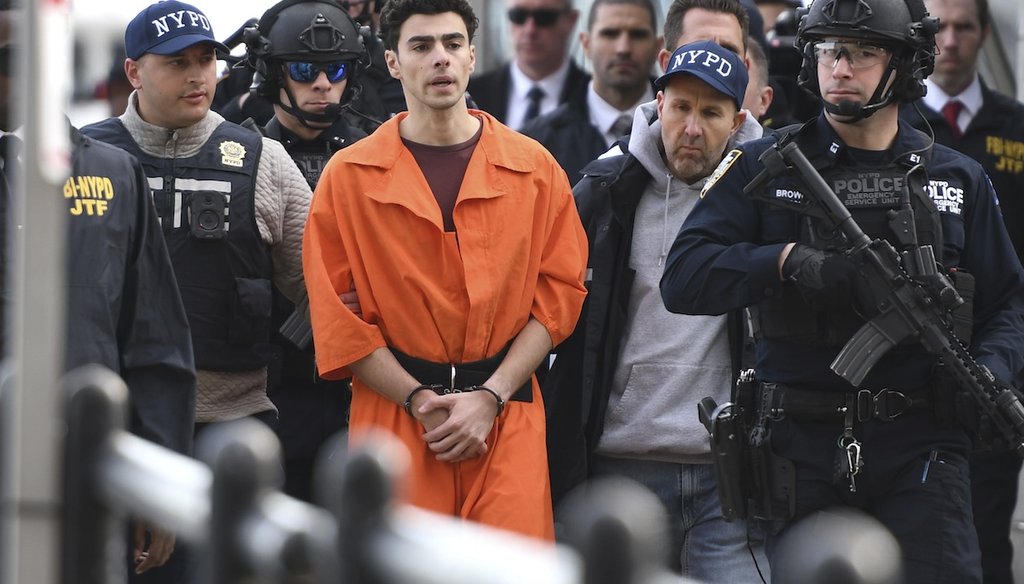 Luigi Mangione, a suspect in the fatal shooting of UnitedHealthcare CEO Brian Thompson, is escorted by police, Dec. 19, 2024, in New York. (AP)