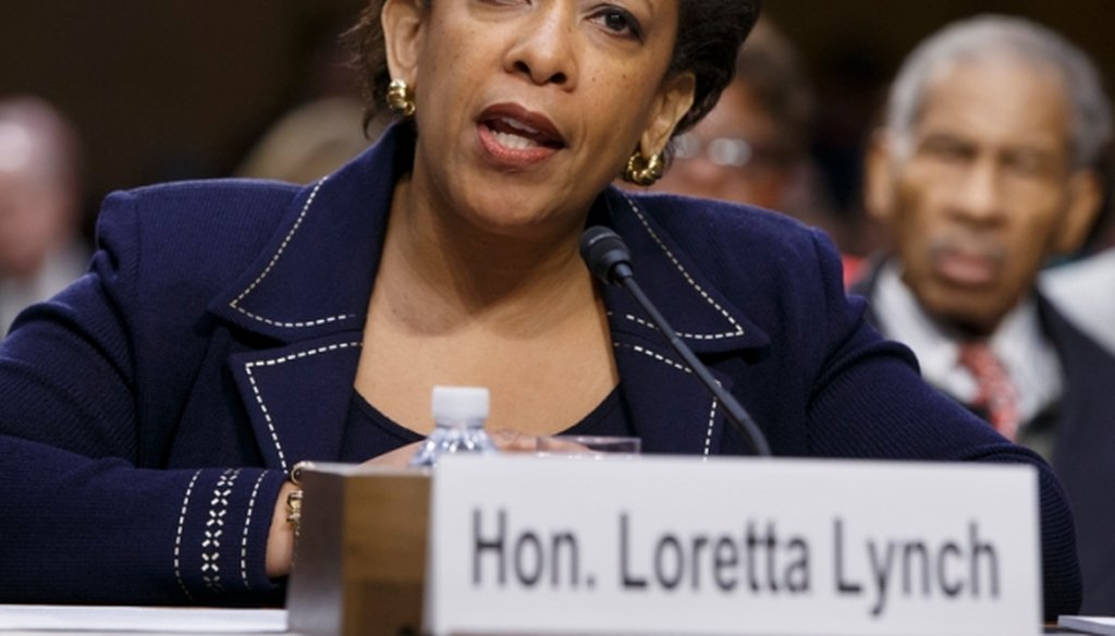 Attorney General nominee Loretta Lynch testifies on Jan. 28, 2015.