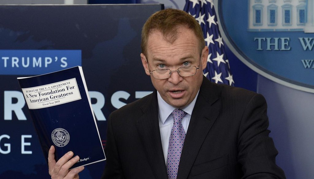 Office of Management and Budget Director Mick Mulvaney speaks during a press briefing about President Donald Trump's 2018 budget proposal  at the White House on May 23, 2017, in Washington (TNS) 