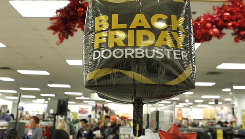 A Black Friday Doorbuster sales sign on display Nov. 25, 2016 inside the Menomonee Falls Kohl's department store. (Milwaukee Journal Sentinel)