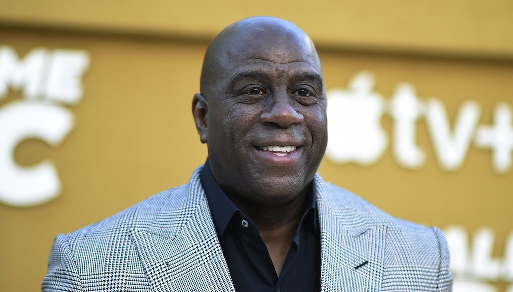 Magic Johnson arrives at the premiere of "They Call Me Magic" on April 14, 2022, at Regency Village Theatre in Los Angeles.