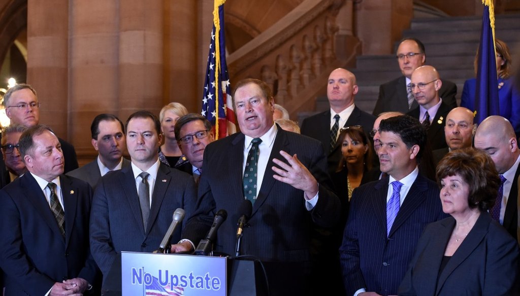 Assemblyman Marc Butler speaks at a press conference on repealing the SAFE Act on Mar. 1, 2017 (Courtesy: New York State Assembly)