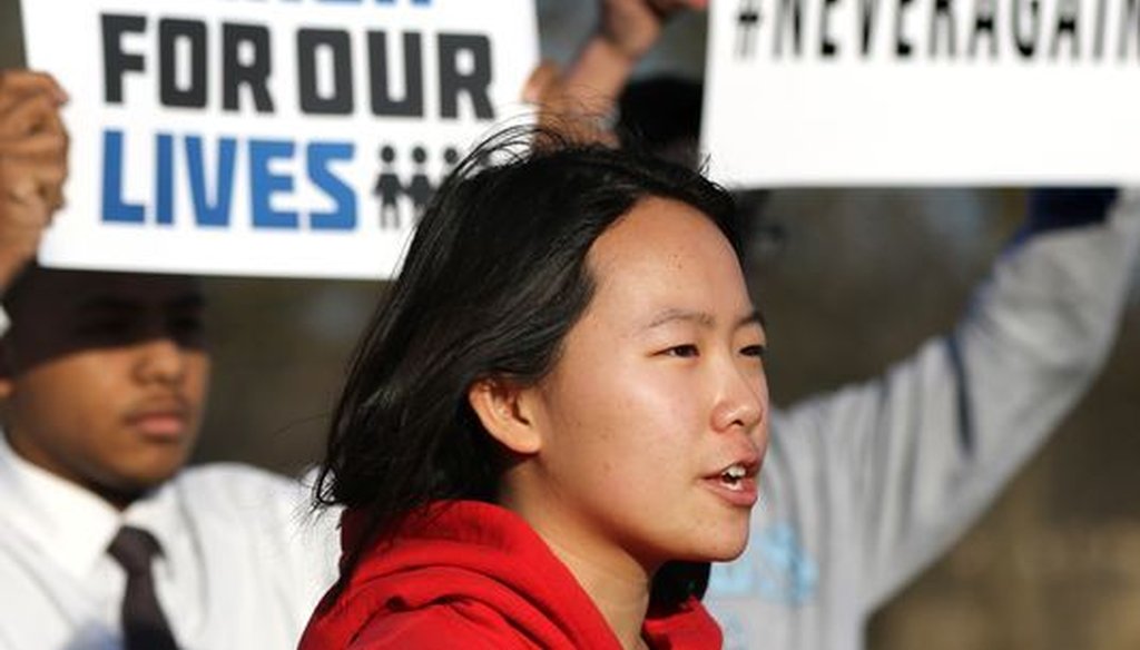 Suburban Milwaukee high school student Sophia Zhang speaks at a news conference about local plans for the March for Our Lives event. (C.T. Kruger/Now News Group)