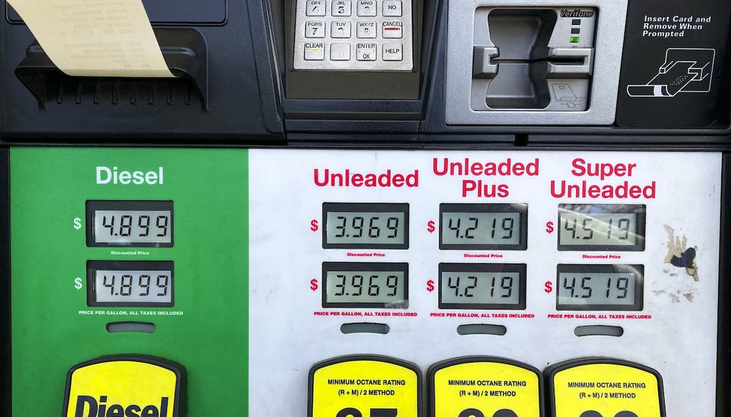 Gasoline prices are displayed at a gas station in Marietta, Ga. on Friday, April 8, 2022. Inflation soared over the past year at its fastest pace in more than 40 years, with costs for food, gasoline, housing and other necessities squeezing consumers. (AP)