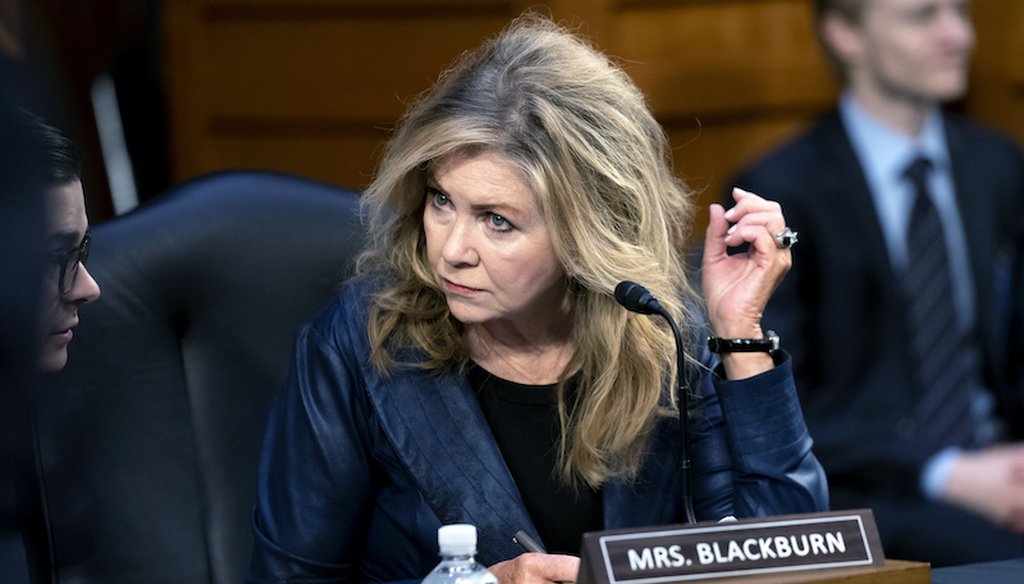 Sen. Marsha Blackburn, R-Tenn., speaks with an aide as she arrives to question Supreme Court nominee Ketanji Brown Jackson on March 22, 2022. (AP)