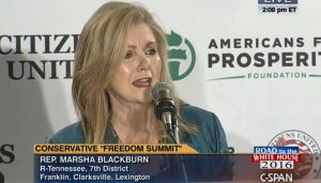 Rep. Marsha Blackburn, R-Tenn., traveled to New Hampshire with several other prominent Republicans, including a few expected presidential candidates, to attend an event sponsored by Americans for Prosperity and Citizens United.