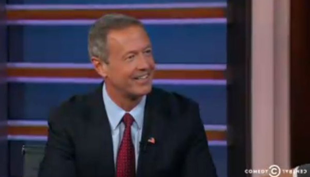 Democratic presidential candidate Martin O'Malley appeared on the Daily Show with Trevor Noah on Oct. 19, 2015.
