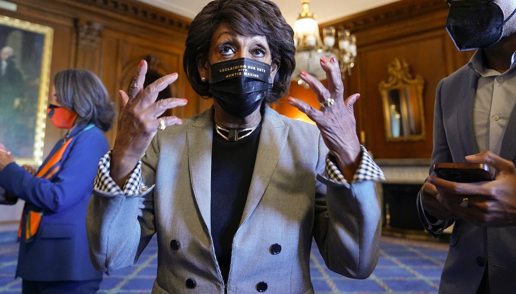 Rep. Maxine Waters, D-Calif., talks on Capitol Hill in Washington on Tuesday, April 20, 2021, as she waits for the verdict to be read in the murder trial of former Minneapolis police Officer Derek Chauvin in the death of George Floyd. (AP)