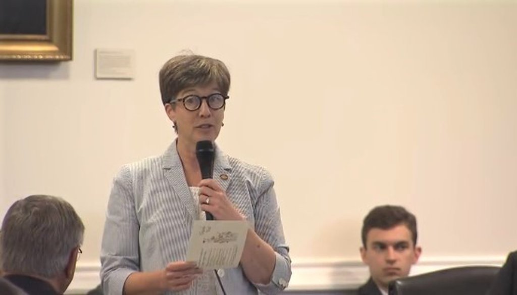 North Carolina State Sen. Julie Mayfield, D-Buncombe, speaks in the legislative building in Raleigh on June 2, 2022.