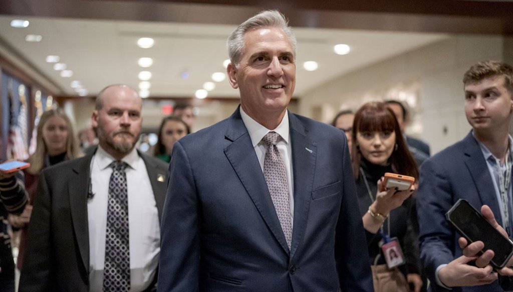 House Minority Leader Kevin McCarthy, R-Calif., arrives on Capitol Hill as Republicans hold their leadership candidate forum on Nov. 14, 2022. (AP)