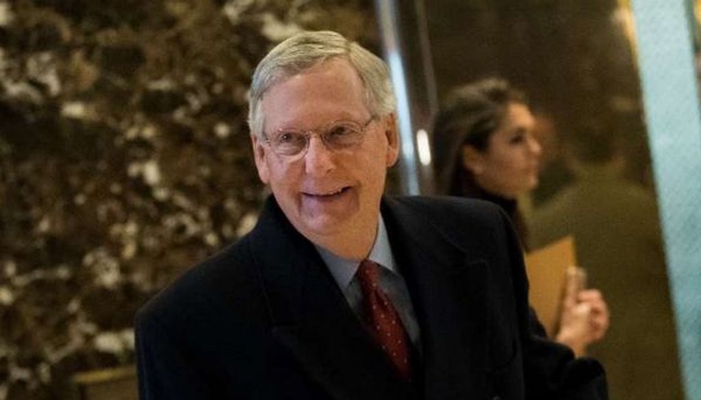 Senate Majority Leader Mitch McConnell, R-Ky., departs after meeting with President-elect Donald Trump at Trump Tower on Jan. 9, 2017 (Drew Angerer/Getty Images)