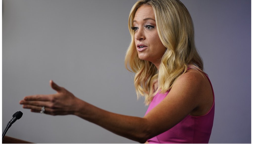 White House press secretary Kayleigh McEnany speaks during a press briefing at the White House. (AP Photo/Evan Vucci)