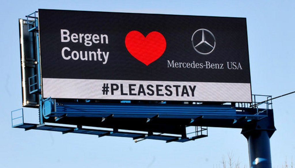 A billboard in Bergen County, N.J., implored the company not to leave. Photo by Don Smith/Northjersey.com, via Associated Press 