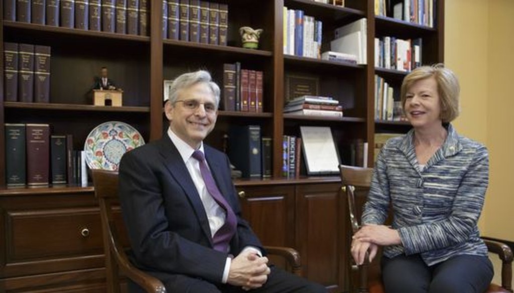 U.S. Sen. Tammy Baldwin, D-Wis., met with federal appeals court Judge Merrick Garland, who had been nominated to the U.S. Supreme Court by President Barack Obama. The Republican-controlled Senate did not allow a vote on the nomination. (Associated Press)