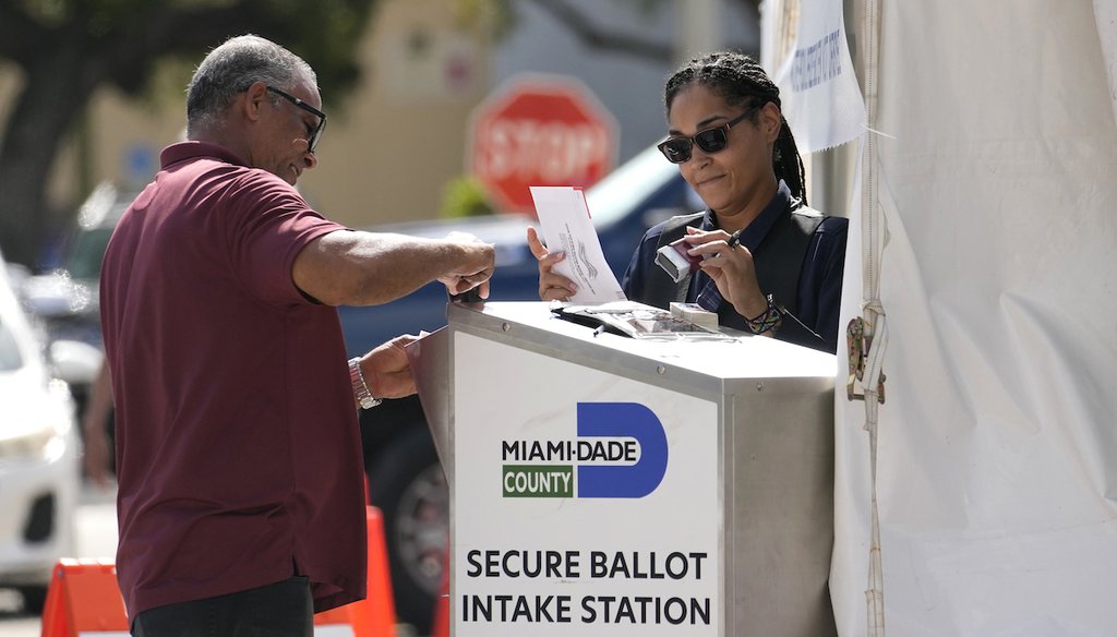 Employees process vote-by-mail ballots for the midterm election at the Miami-Dade County Elections Department, Nov. 8, 2022, in Miami. (AP)