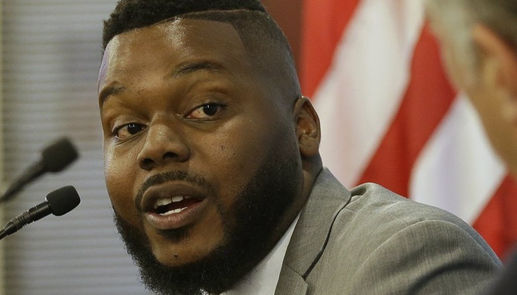 Stockton Mayor Michael Tubbs responds to a question during his appearance before the Sacramento Press Club, Tuesday, July 10, 2018, in Sacramento, Calif. Rich Pedroncelli / AP file photo