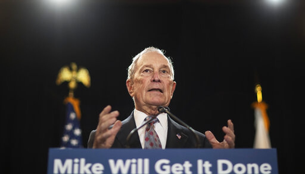 Democratic presidential candidate and former New York City Mayor Michael Bloomberg speaks at a campaign event Wednesday, Feb. 5, 2020, in Providence, R.I. (AP)