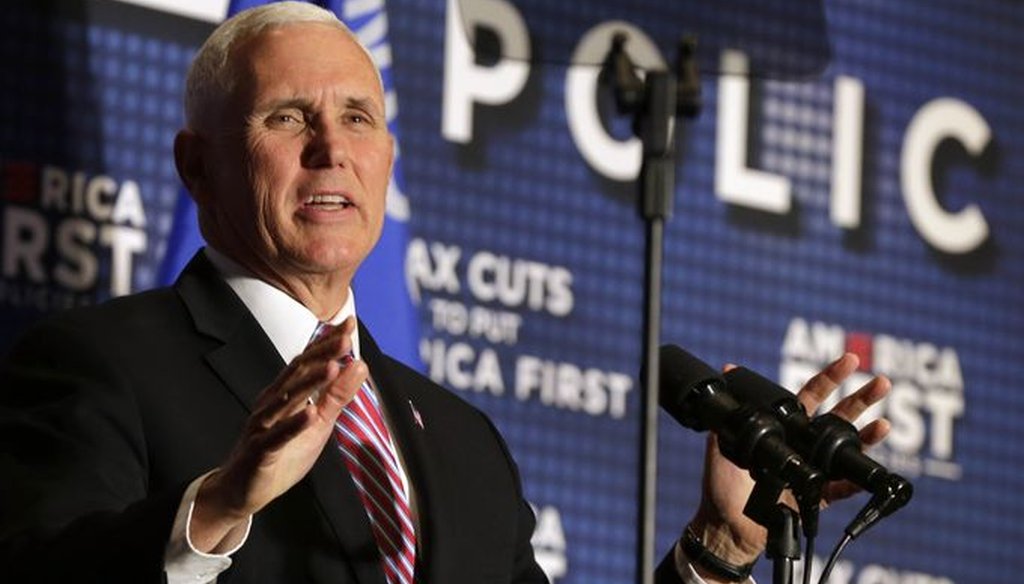 Vice President Mike Pence, visiting Milwaukee to talk about tax cuts, also made a claim about border crossings. (Rick Wood/Milwaukee Journal Sentinel)